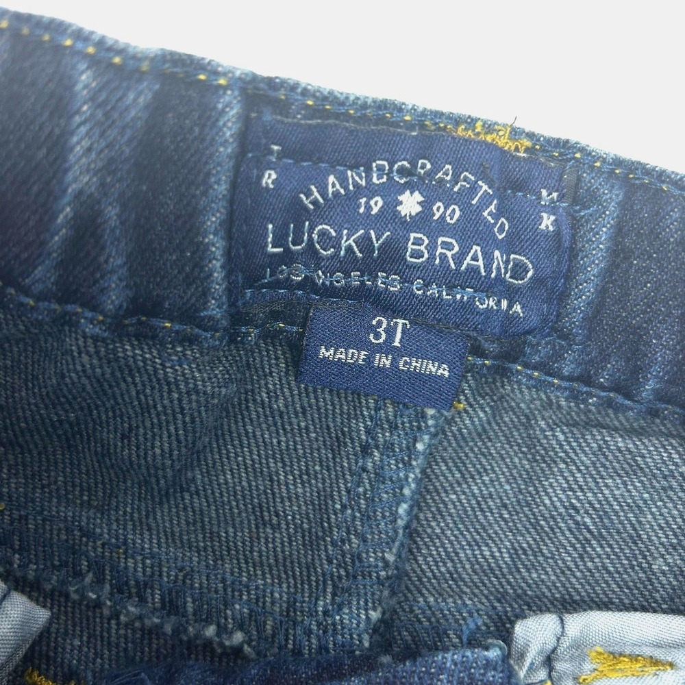 Lucky Brand Toddler Boys Dark Wash Denim Jeans Size 3T Elastic Waist - Picture 3 of 10